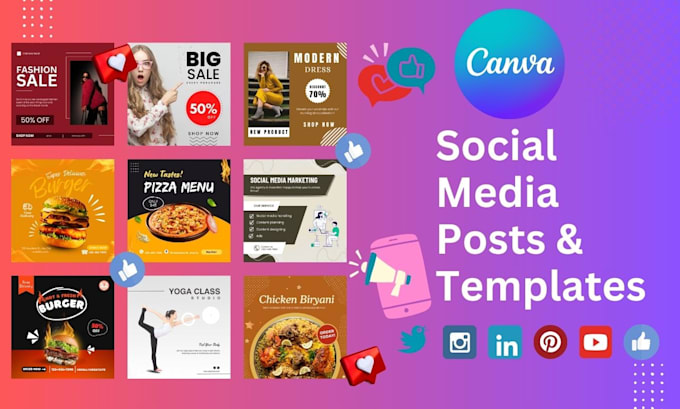 Gig Preview - Create social media post design, canva template design facebook instagram post