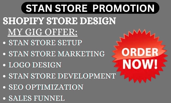 Gig Preview - Setup stan store promotion shopify store promotion and sales funnel