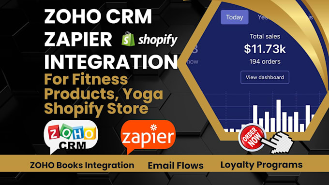 Gig Preview - Setup zoho crm zapier automation for fitness product shopify website woocommerce