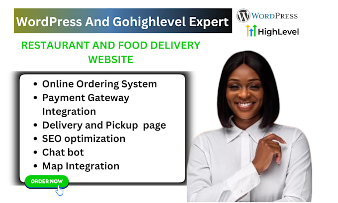 Gig Preview - Design a restaurant food delivery website on wordpress or gohighlevel