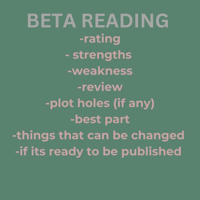 Gig Preview - Beta read your book