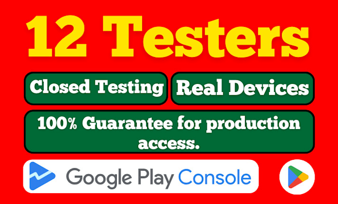 Gig Preview - 12 testers for 14 days google play console closed testing