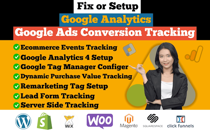 Gig Preview - Setup google analytics 4, ads conversion tracking ga4 ecommerce tracking via GTM