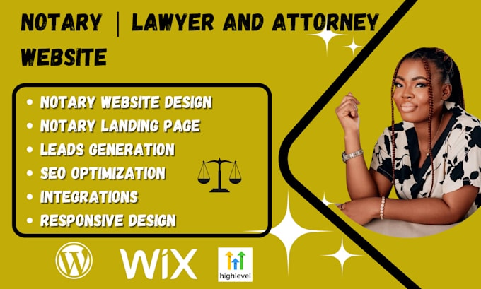 Gig Preview - Design notary website, lawyer, legal, attorney, law firm website, landing page,