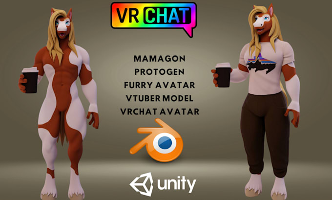 Gig Preview - Custom 3d vrchat avatar, vrc character, vrchat model, furry nsfw, humanoid avi