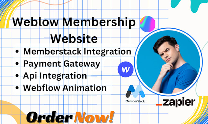 Gig Preview - Webflow membership subscription website figma to webflow memberstack zapier API