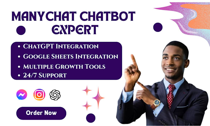 Gig Preview - Design a custom chatbot for your business using manychat, chatfuel, or tidio