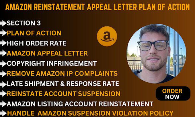 Gig Preview - Amazon account reinstatement appeal letter poa amazon suspension