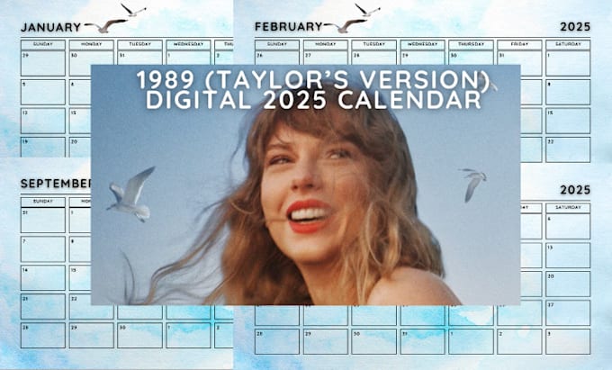 Gig Preview - Provide you a 1989 taylors version 2025 digital calendar