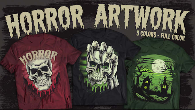 Gig Preview - Create custom horror t shirt designs ,logo and illustrations