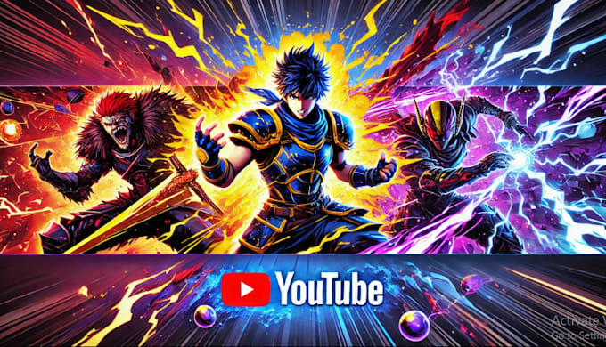 Gig Preview - Design an outstanding youtube banner, gaming or anime style