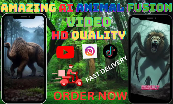 Bestseller - create viral ai fusion video, hybrid animals, for youtube shorts