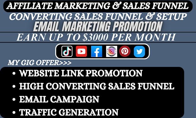 Gig Preview - Boost clickbank affiliate marketing sales, sales funnel and link promotion