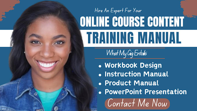 Gig Preview - Create online course content instruction manual workbook training manual ppt