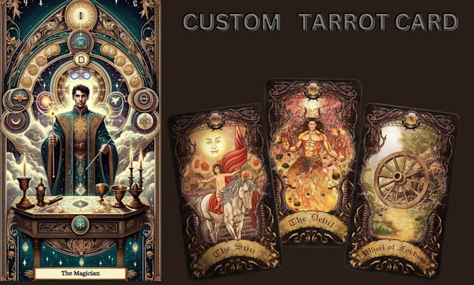 Gig Preview - Create custom tarot card, oracle, zodiac card designs, playing card, art nouveau