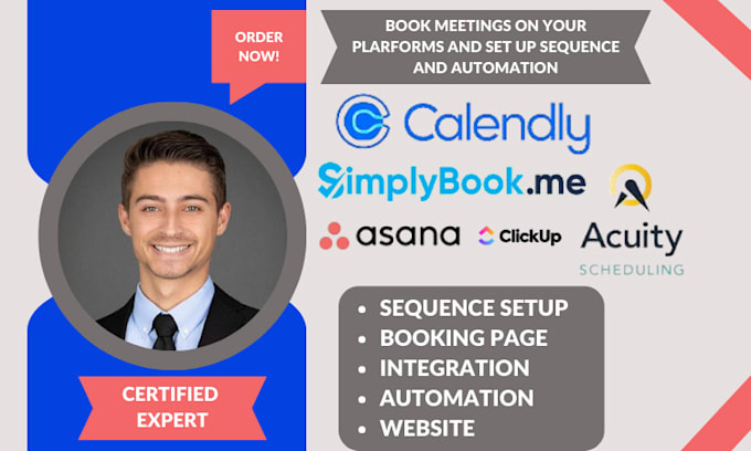 Gig Preview - Set up customize your calendly acuity simplybookme booking page for appointment