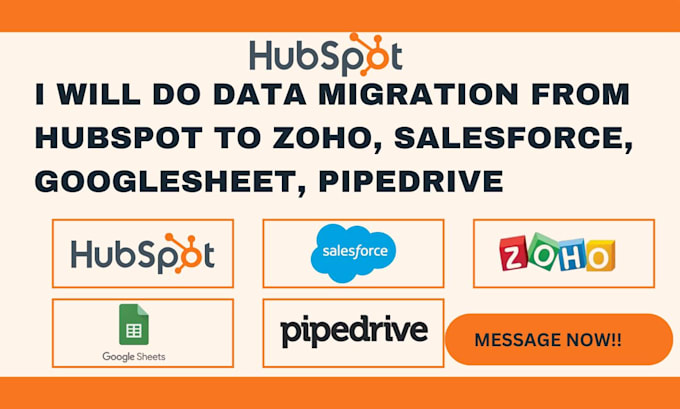 Gig Preview - Do data migration from hubspot to zoho salesforce, google sheet pipedrive