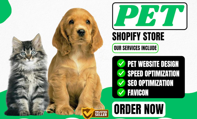 Gig Preview - Design shopify pet food dog supplies cat products pet toys dropshipping store