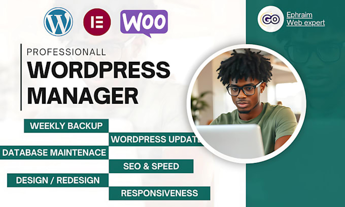 Gig Preview - Be wordpress website manager to maintain, fix, update optimize wordpress website