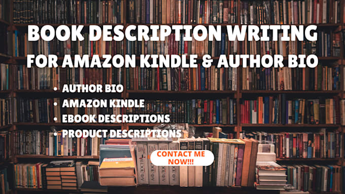 Gig Preview - Write your book description writing for amazon kindle author bio and ebook