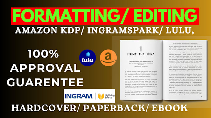 Gig Preview - Do your formatting editing proofreading of your manuscript for amazon lulu