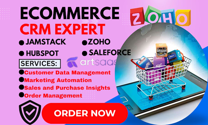 Gig Preview - Setup ecommerce crm zoho bubble io saas saleforce monday jamstack godaddy crm