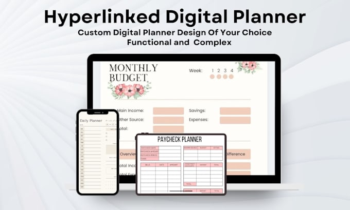 Gig Preview - Design etsy digital planner, etsy digital products, hyperlinked planner, journal