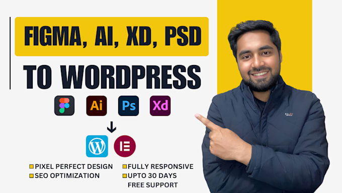 Gig Preview - Convert ai, xd, PSD, figma to wordpress elementor