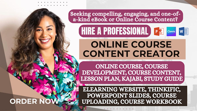 Gig Preview - Create online course, course creation, course curriculum, online course content