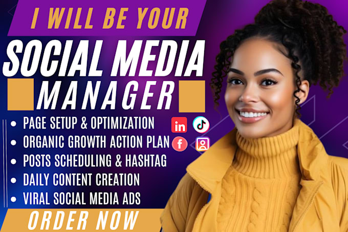 Gig Preview - Be your social media marketing manager tik tok manager instagram content creator