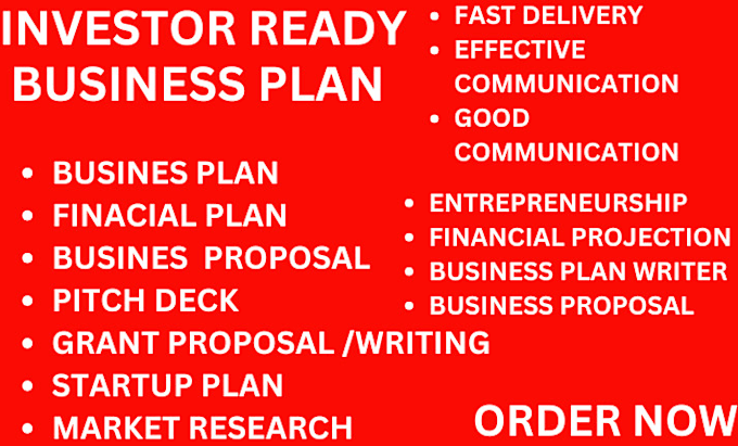 Bestseller - write business for sba loan, investor business plan, pitch deck, financial plan