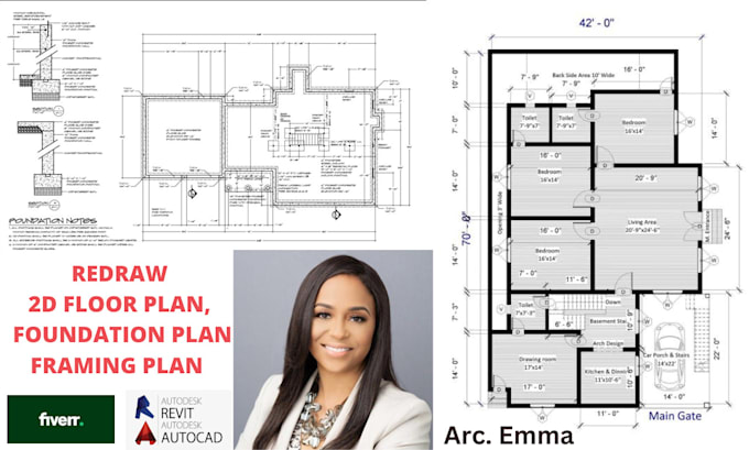 Gig Preview - Redraw 2d floor plan, foundation plan, framing plan to get city permit