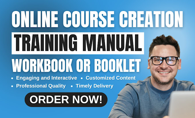 Gig Preview - Do online course creation, training manual, training course, workbook, booklet