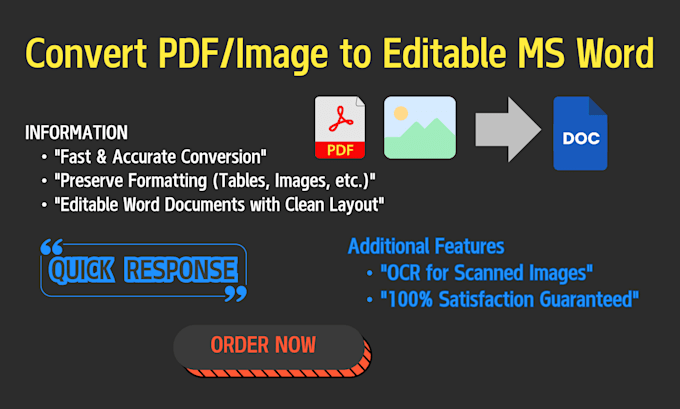 Bestseller - convert your PDF or image to an editable ms word file