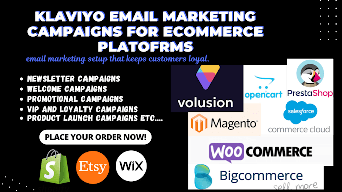 Gig Preview - Do klaviyo email campaigns for shopify store magento wix store email template