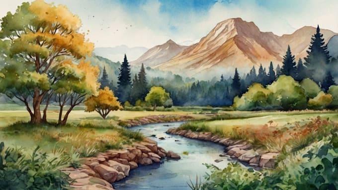 Bestseller - draw watercolor landscape scenery hand drawing illustration