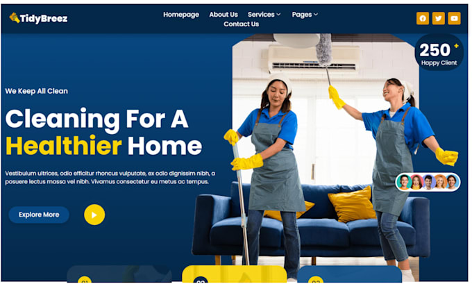 Gig Preview - Design house cleaning website commercial cleaning website janitorial website