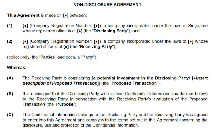 Gig Preview - Create mutual nda based on singapore laws