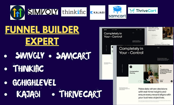 Gig Preview - Build thinkific, kajabi, go high level, simvoly, samcart, thrivecart funnels