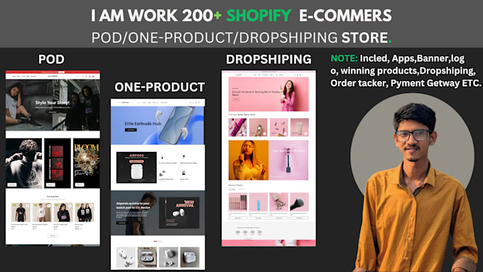 Gig Preview - Design or redesign your shopify dropshipping oneproduct or pod store