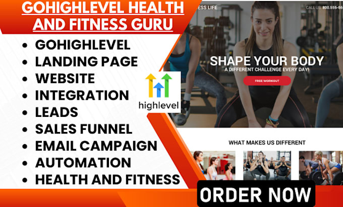 Gig Preview - Do gohighlevel landing page health and wellness sales funnel health and fitness