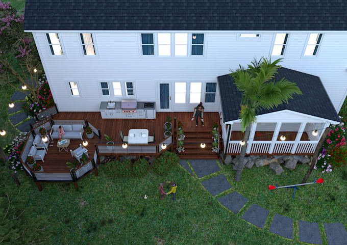 Gig Preview - Design 2d and 3d back and front yard for you