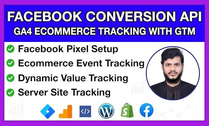 Gig Preview - Fix or set meta pixel facebook conversion API, ga4 ecommerce tracking with GTM