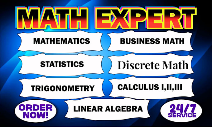 Gig Preview - Help in mathematics, statistics, discrete math, calculus and linear algebra