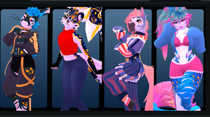 Gig Preview - Create custom vrchat avatar, 3d furry avatar or anime vrc model, 3d vtuber model