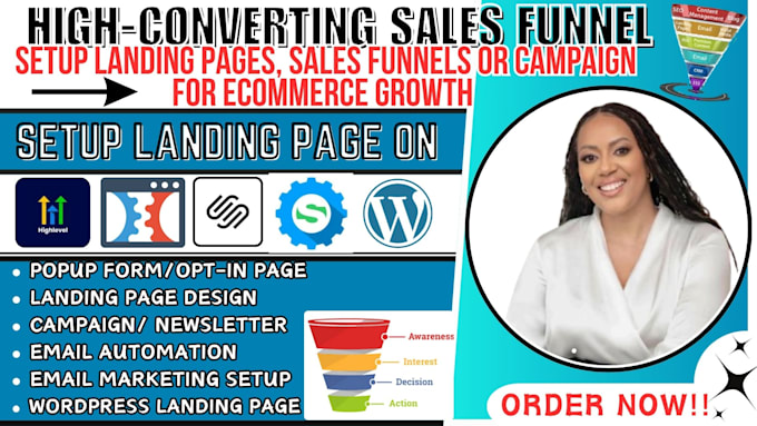 Bestseller - do clickfunnels sales funnel, systeme io,  strikingly landing page, gohighlevel