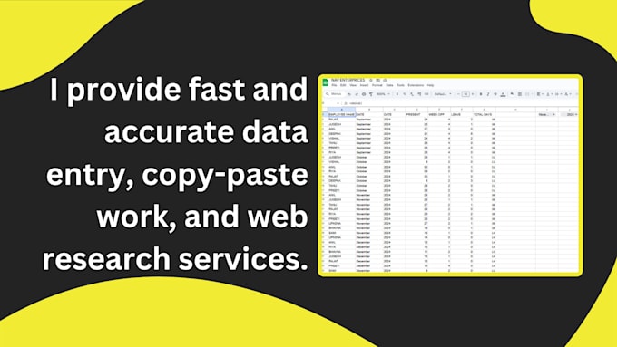 Gig Preview - Do fast data entry, copy paste, and web research