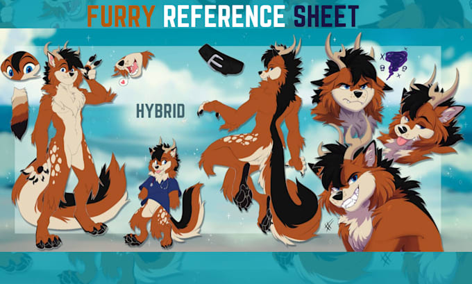 Bestseller - draw furry reference sheet, furry art, reference sheet, fursona character sheet