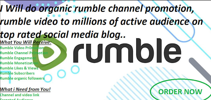 Gig Preview - Virally promote your rumble channel, rumble video, to active audience