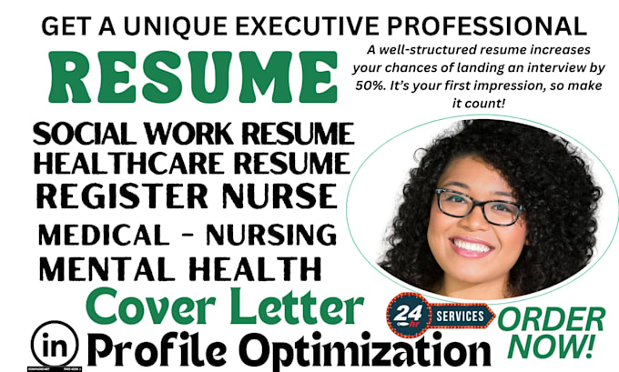 Gig Preview - Do nursing resume, social work, healthcare, register nurse, caregiver resume